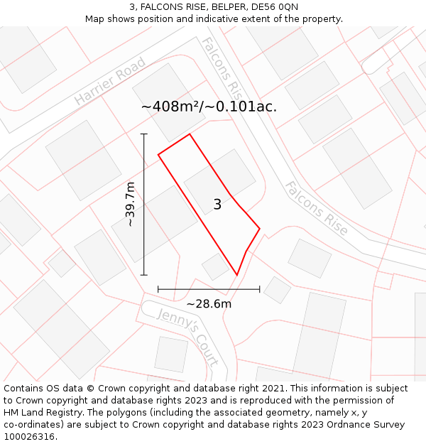 3, FALCONS RISE, BELPER, DE56 0QN: Plot and title map