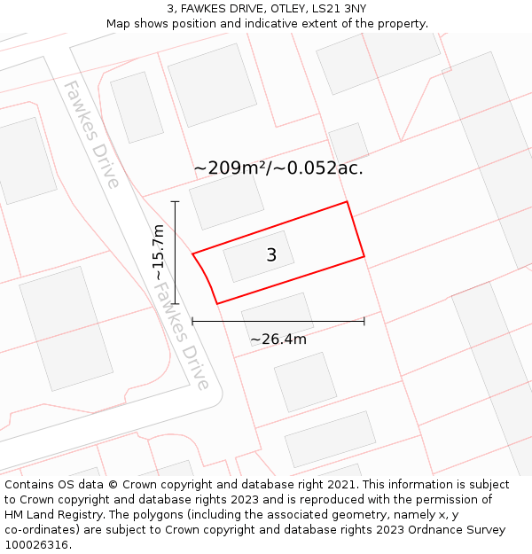 3, FAWKES DRIVE, OTLEY, LS21 3NY: Plot and title map