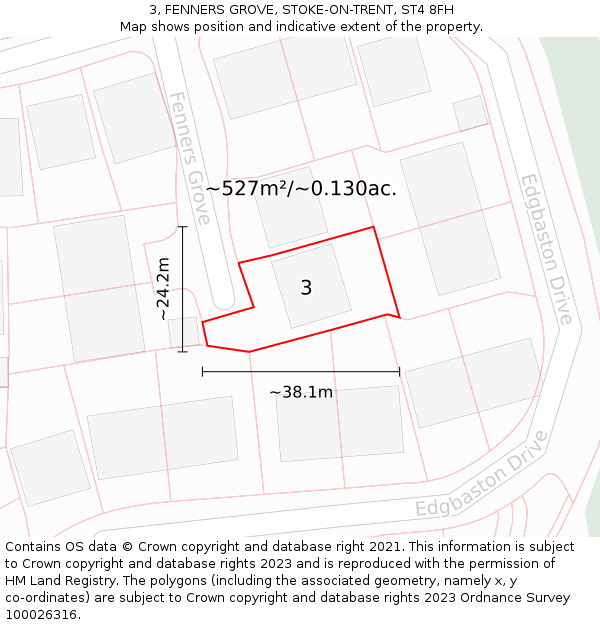 3, FENNERS GROVE, STOKE-ON-TRENT, ST4 8FH: Plot and title map