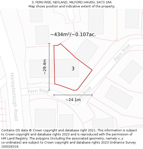 3, FERN RISE, NEYLAND, MILFORD HAVEN, SA73 1RA: Plot and title map