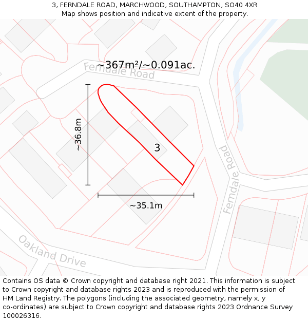 3, FERNDALE ROAD, MARCHWOOD, SOUTHAMPTON, SO40 4XR: Plot and title map