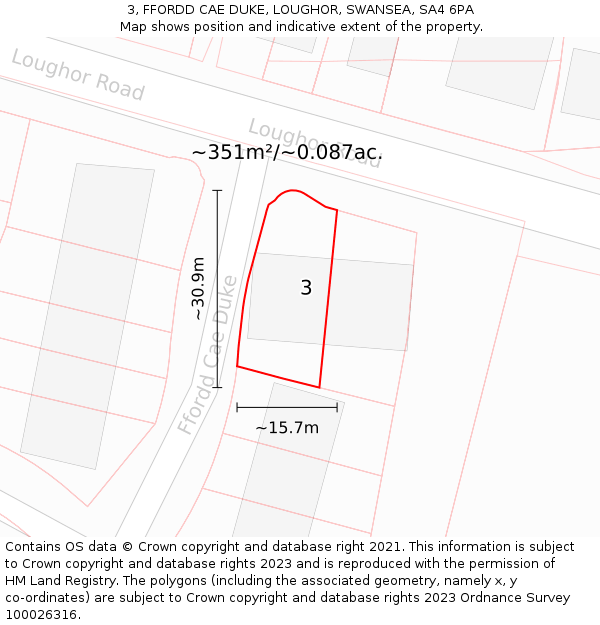 3, FFORDD CAE DUKE, LOUGHOR, SWANSEA, SA4 6PA: Plot and title map