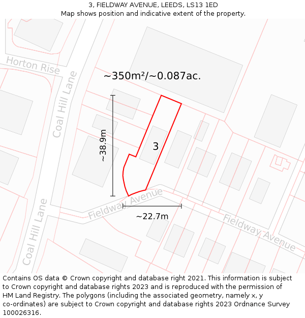 3, FIELDWAY AVENUE, LEEDS, LS13 1ED: Plot and title map