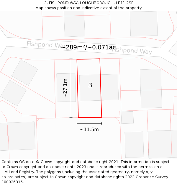 3, FISHPOND WAY, LOUGHBOROUGH, LE11 2SF: Plot and title map