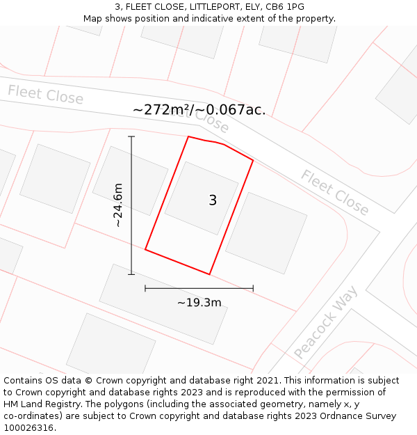 3, FLEET CLOSE, LITTLEPORT, ELY, CB6 1PG: Plot and title map