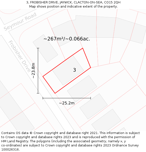 3, FROBISHER DRIVE, JAYWICK, CLACTON-ON-SEA, CO15 2QH: Plot and title map