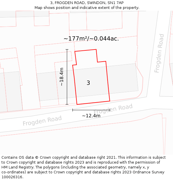 3, FROGDEN ROAD, SWINDON, SN1 7AP: Plot and title map