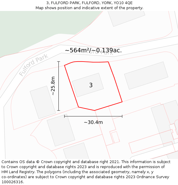 3, FULFORD PARK, FULFORD, YORK, YO10 4QE: Plot and title map