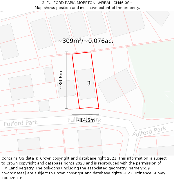 3, FULFORD PARK, MORETON, WIRRAL, CH46 0SH: Plot and title map