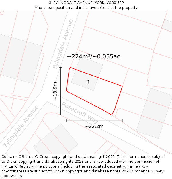 3, FYLINGDALE AVENUE, YORK, YO30 5FP: Plot and title map