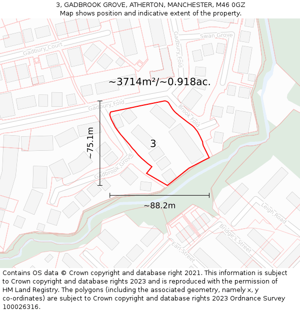 3, GADBROOK GROVE, ATHERTON, MANCHESTER, M46 0GZ: Plot and title map