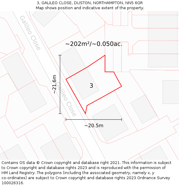 3, GALILEO CLOSE, DUSTON, NORTHAMPTON, NN5 6GR: Plot and title map