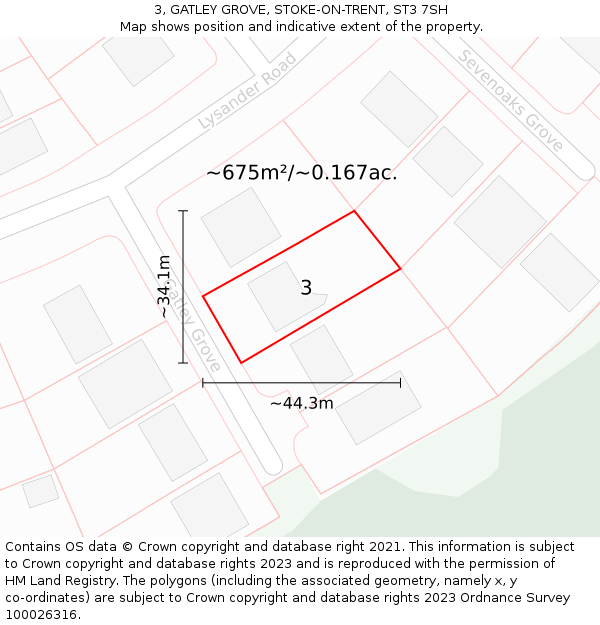 3, GATLEY GROVE, STOKE-ON-TRENT, ST3 7SH: Plot and title map