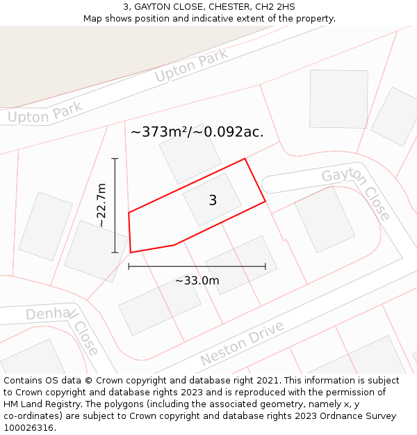 3, GAYTON CLOSE, CHESTER, CH2 2HS: Plot and title map