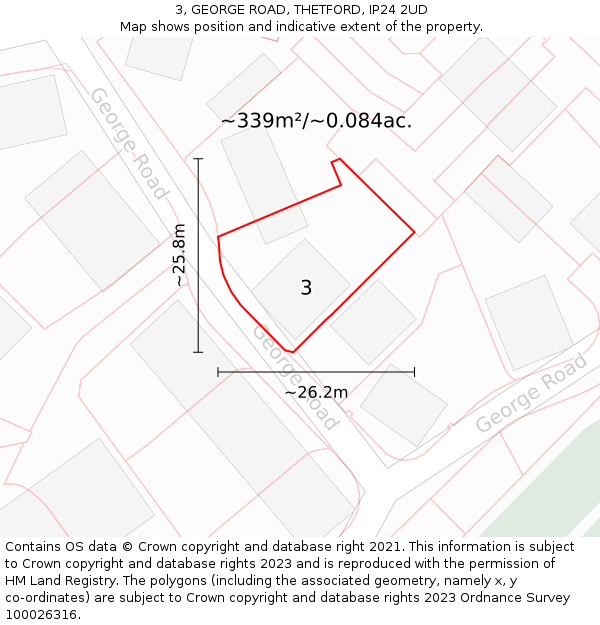 3, GEORGE ROAD, THETFORD, IP24 2UD: Plot and title map