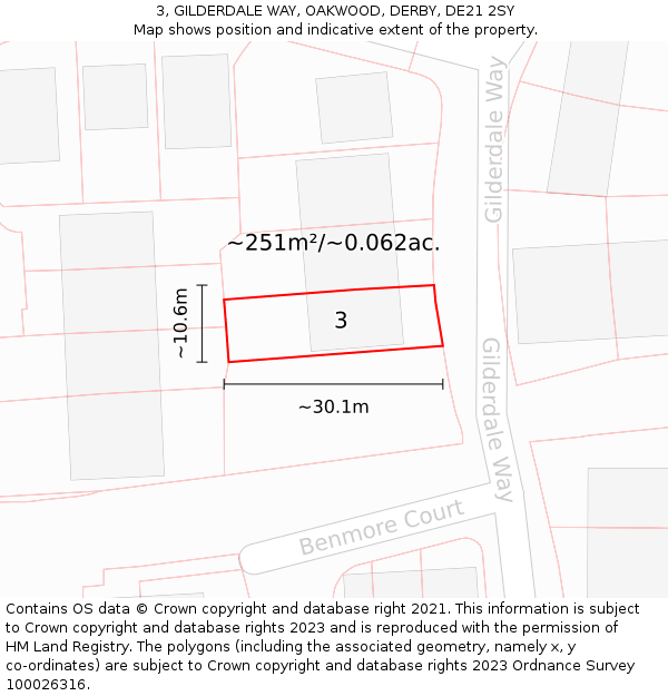3, GILDERDALE WAY, OAKWOOD, DERBY, DE21 2SY: Plot and title map
