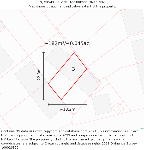 3, GILWELL CLOSE, TONBRIDGE, TN10 4EN: Plot and title map