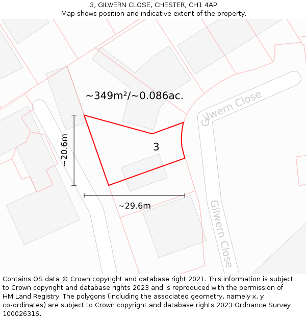 3, GILWERN CLOSE, CHESTER, CH1 4AP: Plot and title map