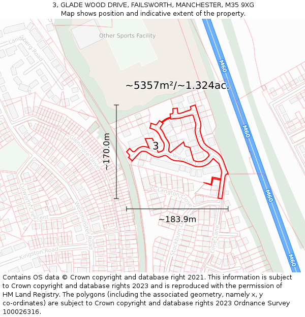 3, GLADE WOOD DRIVE, FAILSWORTH, MANCHESTER, M35 9XG: Plot and title map