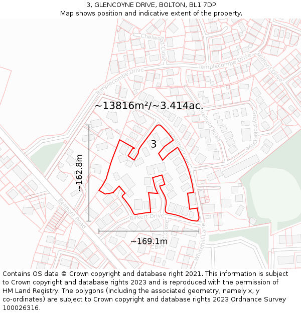 3, GLENCOYNE DRIVE, BOLTON, BL1 7DP: Plot and title map