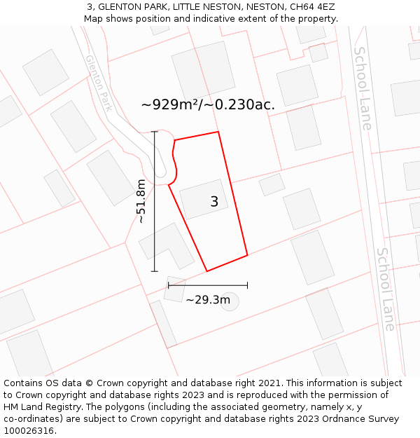 3, GLENTON PARK, LITTLE NESTON, NESTON, CH64 4EZ: Plot and title map