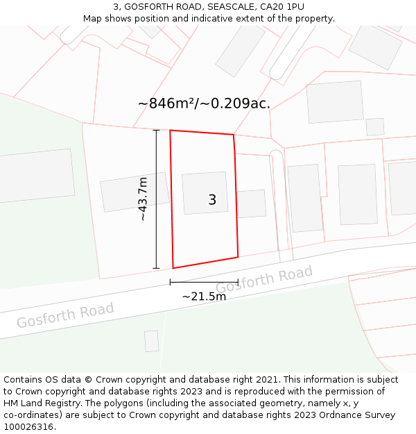 3, GOSFORTH ROAD, SEASCALE, CA20 1PU: Plot and title map