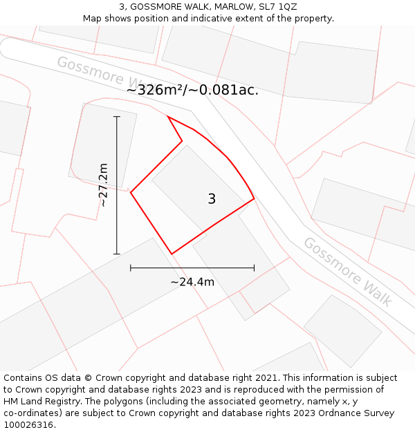 3, GOSSMORE WALK, MARLOW, SL7 1QZ: Plot and title map