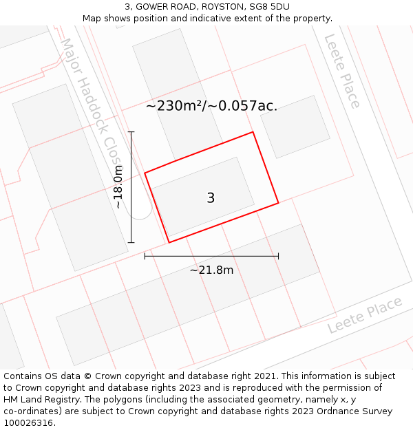 3, GOWER ROAD, ROYSTON, SG8 5DU: Plot and title map