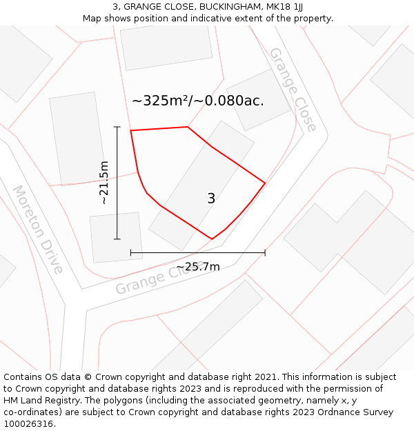 3, GRANGE CLOSE, BUCKINGHAM, MK18 1JJ: Plot and title map