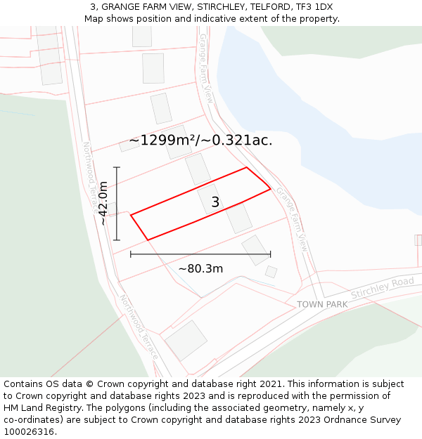 3, GRANGE FARM VIEW, STIRCHLEY, TELFORD, TF3 1DX: Plot and title map