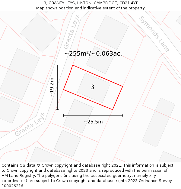 3, GRANTA LEYS, LINTON, CAMBRIDGE, CB21 4YT: Plot and title map