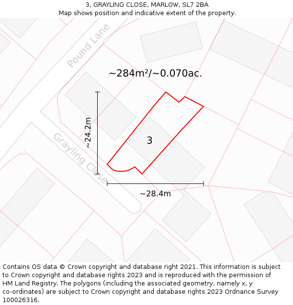 3, GRAYLING CLOSE, MARLOW, SL7 2BA: Plot and title map