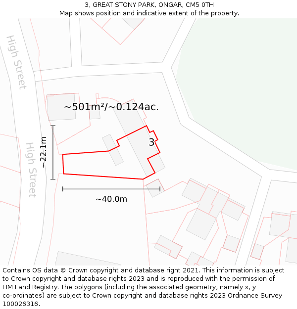 3, GREAT STONY PARK, ONGAR, CM5 0TH: Plot and title map