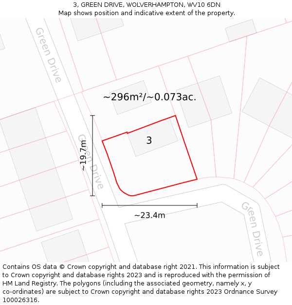 3, GREEN DRIVE, WOLVERHAMPTON, WV10 6DN: Plot and title map