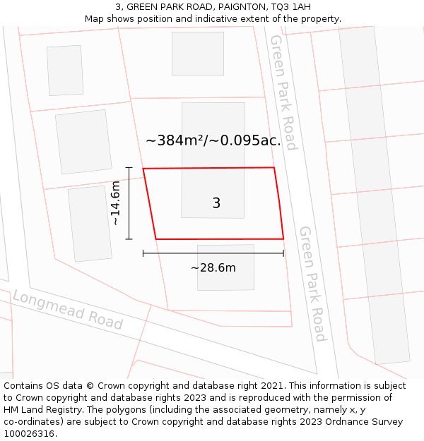 3, GREEN PARK ROAD, PAIGNTON, TQ3 1AH: Plot and title map