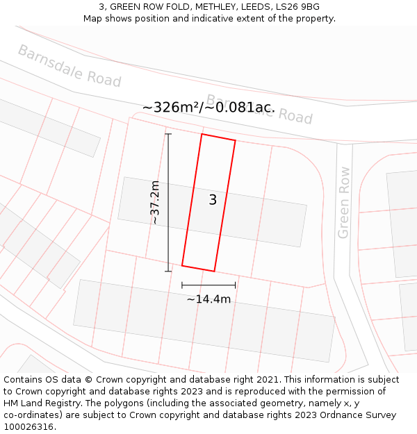 3, GREEN ROW FOLD, METHLEY, LEEDS, LS26 9BG: Plot and title map