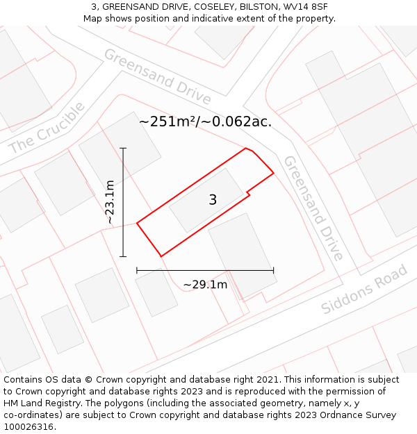 3, GREENSAND DRIVE, COSELEY, BILSTON, WV14 8SF: Plot and title map