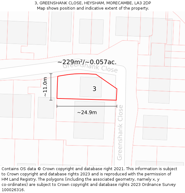 3, GREENSHANK CLOSE, HEYSHAM, MORECAMBE, LA3 2DP: Plot and title map