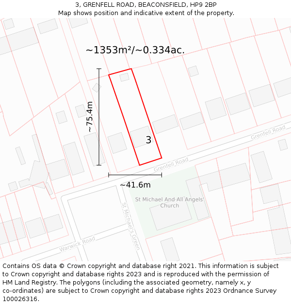 3, GRENFELL ROAD, BEACONSFIELD, HP9 2BP: Plot and title map