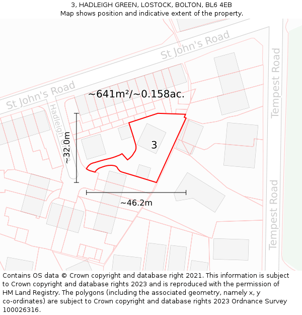 3, HADLEIGH GREEN, LOSTOCK, BOLTON, BL6 4EB: Plot and title map