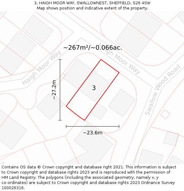 3, HAIGH MOOR WAY, SWALLOWNEST, SHEFFIELD, S26 4SW: Plot and title map