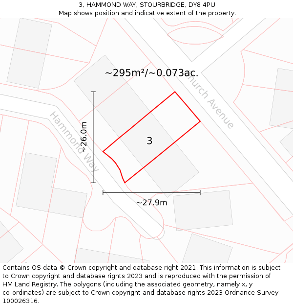 3, HAMMOND WAY, STOURBRIDGE, DY8 4PU: Plot and title map