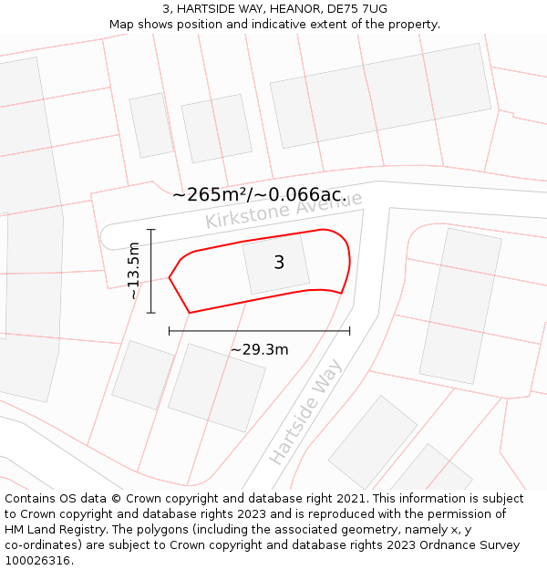 3, HARTSIDE WAY, HEANOR, DE75 7UG: Plot and title map