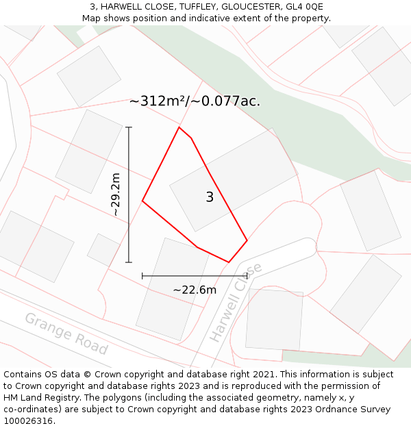 3, HARWELL CLOSE, TUFFLEY, GLOUCESTER, GL4 0QE: Plot and title map