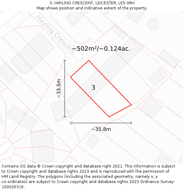 3, HAYLING CRESCENT, LEICESTER, LE5 0RH: Plot and title map