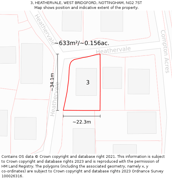 3, HEATHERVALE, WEST BRIDGFORD, NOTTINGHAM, NG2 7ST: Plot and title map