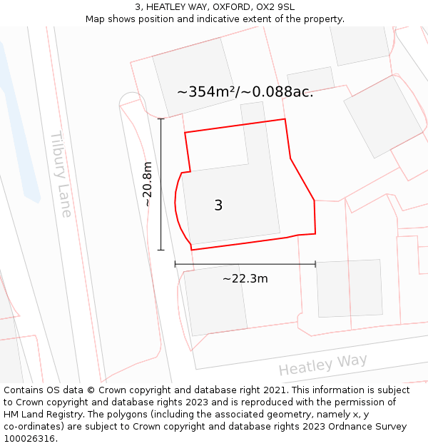 3, HEATLEY WAY, OXFORD, OX2 9SL: Plot and title map