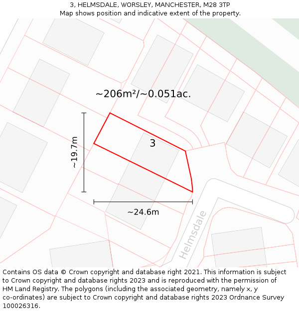 3, HELMSDALE, WORSLEY, MANCHESTER, M28 3TP: Plot and title map