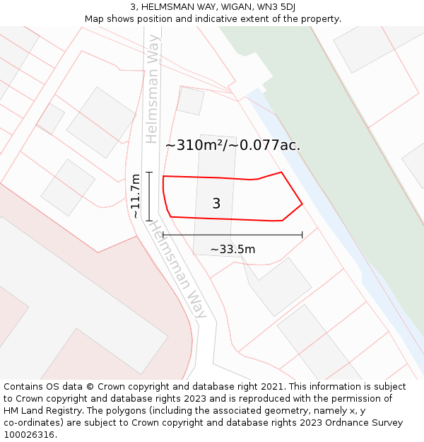 3, HELMSMAN WAY, WIGAN, WN3 5DJ: Plot and title map