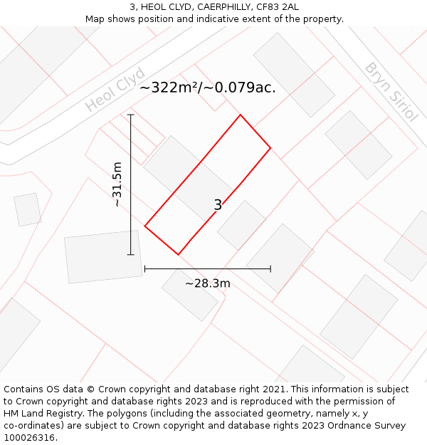 3, HEOL CLYD, CAERPHILLY, CF83 2AL: Plot and title map